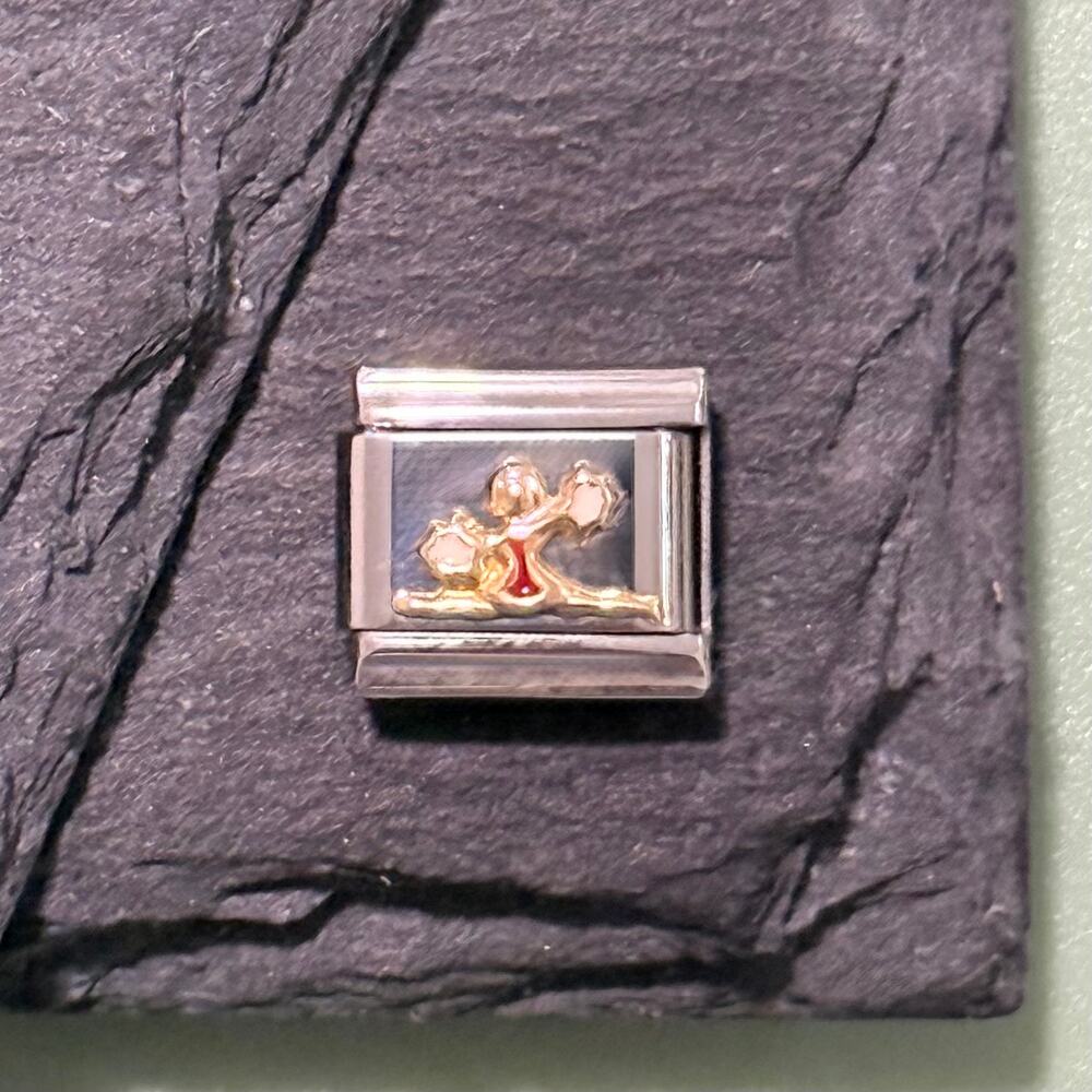 Red Cheerleader Italian Charm Bracelet Link